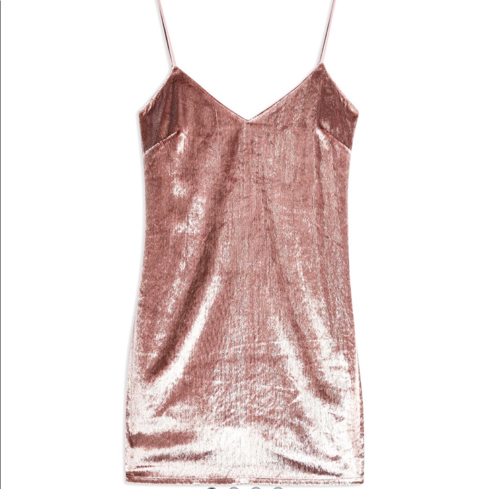 Topshop Rose Pink Velvet Slip Dress